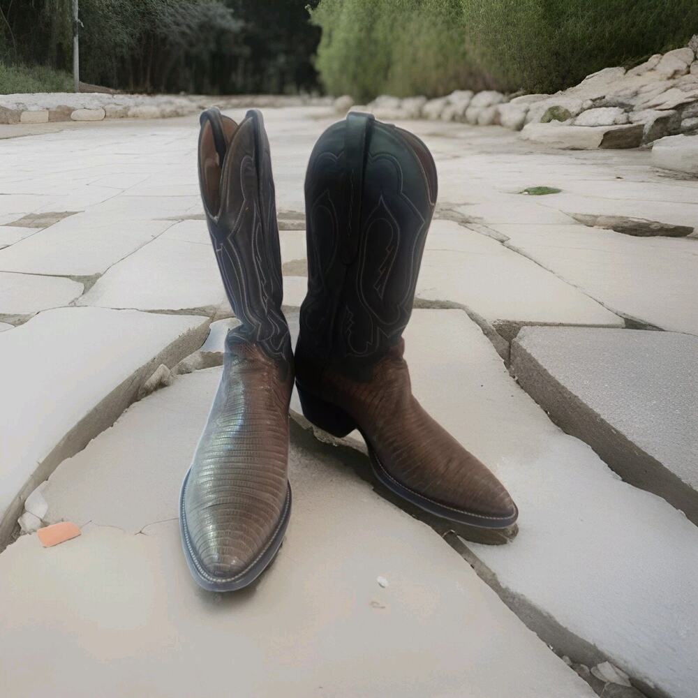 MEN'S COWTOWN green genuine lizard COWBOY BOOTS 9